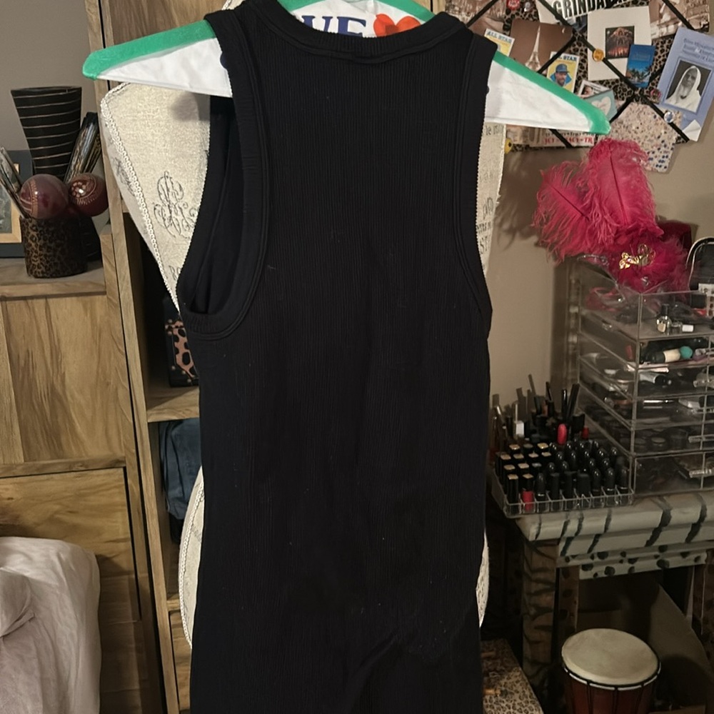 Dynamic Black Zip Front Ribbed Jumpsuit - OS - Picture 4 of 5